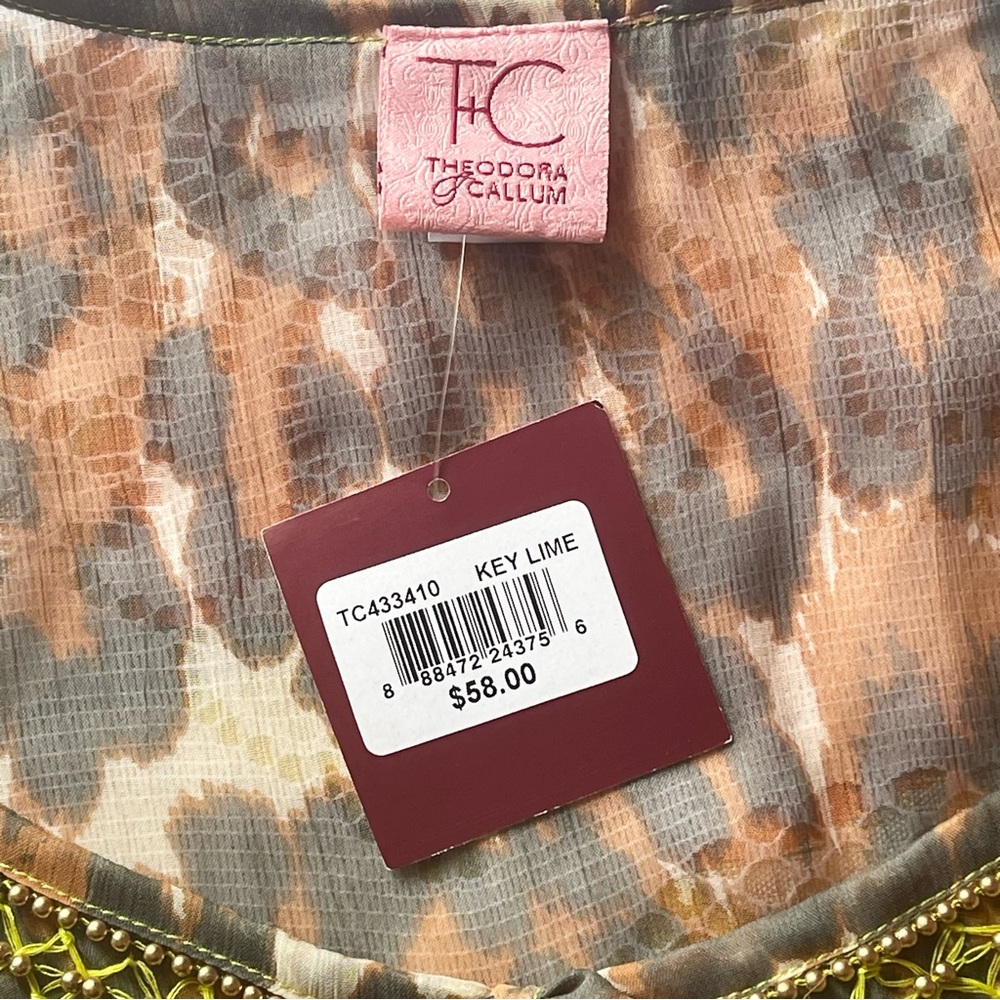 NWT Theodora Callum key lime brown leopard pattern swim cover up, one size - Picture 11 of 13
